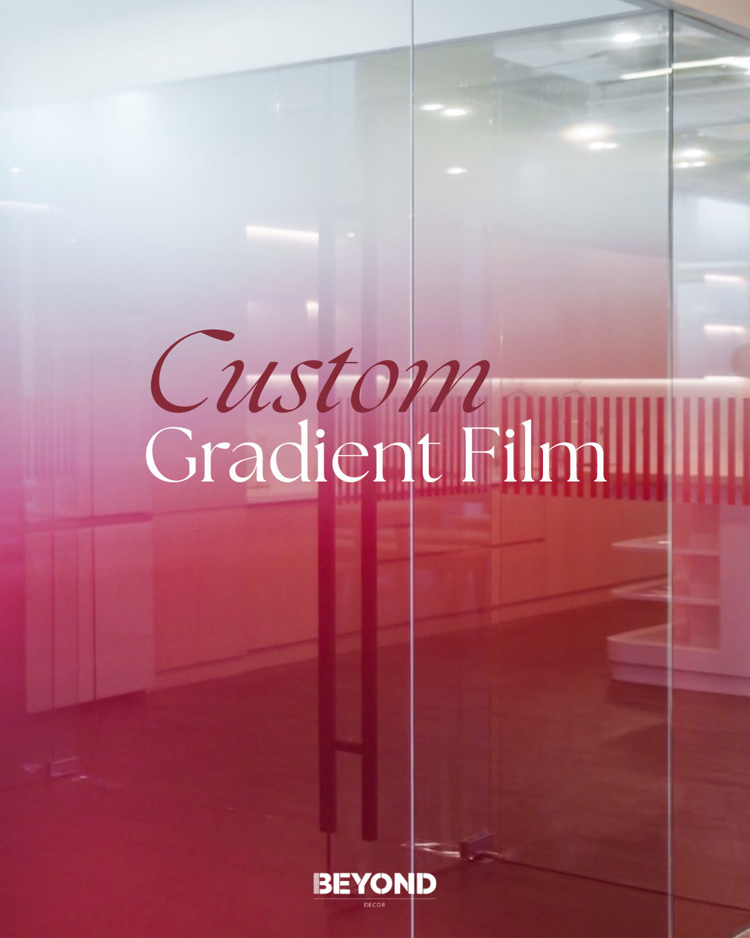 Red-white gradient film for office interior design